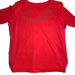 Vineyard Vines Long Sleeve Tee Shirt Red Green Logo EUC L